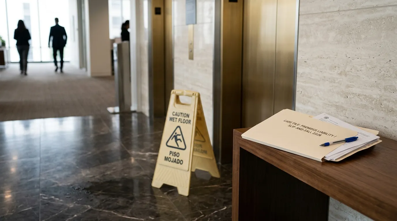 Editorial illustration for premises-liability-slip-and-fall-funding-guide