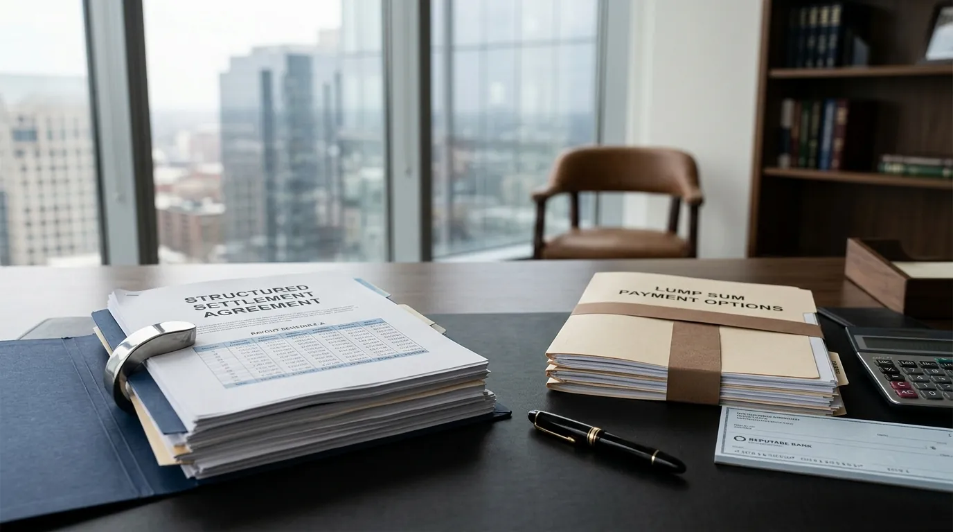 Editorial illustration for structured-settlement-vs-lump-sum-guide